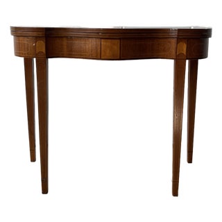 Vintage Hepplewhite-Style Inlaid Mahogany Flip Top Game Card Table For Sale
