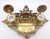 Baroque Vintage Ornate Baroque Revival Cast Brass Double Inkwell Desk Set With Porcelain Liners For Sale - Image 3 of 17