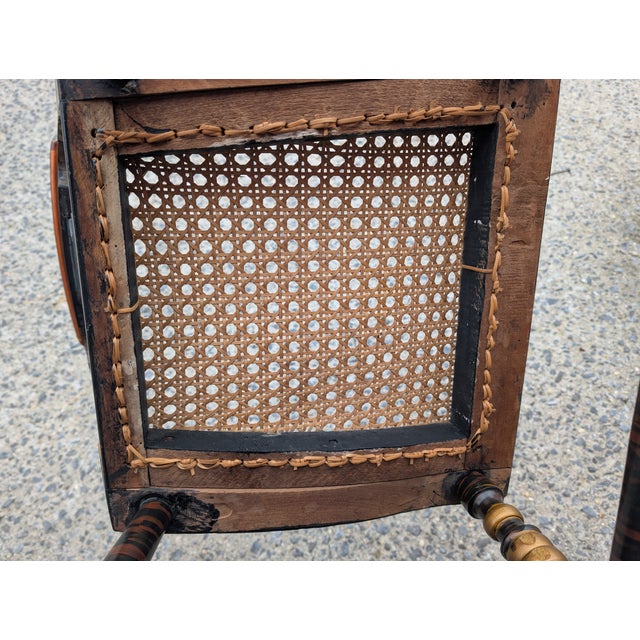 19th C. Baltimore Ebonised & Painted Bergere Side Chair, 1880s For Sale - Image 14 of 14
