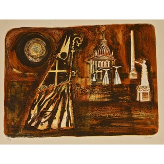 Louis Smet, Rome-Piazza San Pietro, Lithograph, 1960s For Sale