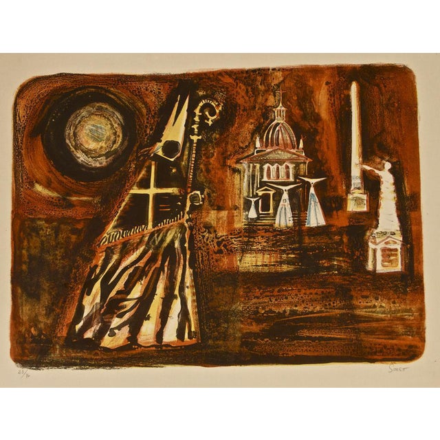 Louis Smet, Rome-Piazza San Pietro, Lithograph, 1960s For Sale