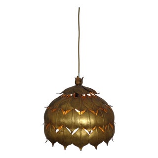 Large Golden Lotus Ceiling Lamp from Hans Kögl, Germany, 1960s For Sale