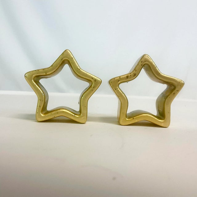 Gold 1980s Postmodern Hollywood Regency Boho Chic Ceramic Star Napkin Rings - Set of 12 For Sale - Image 8 of 9