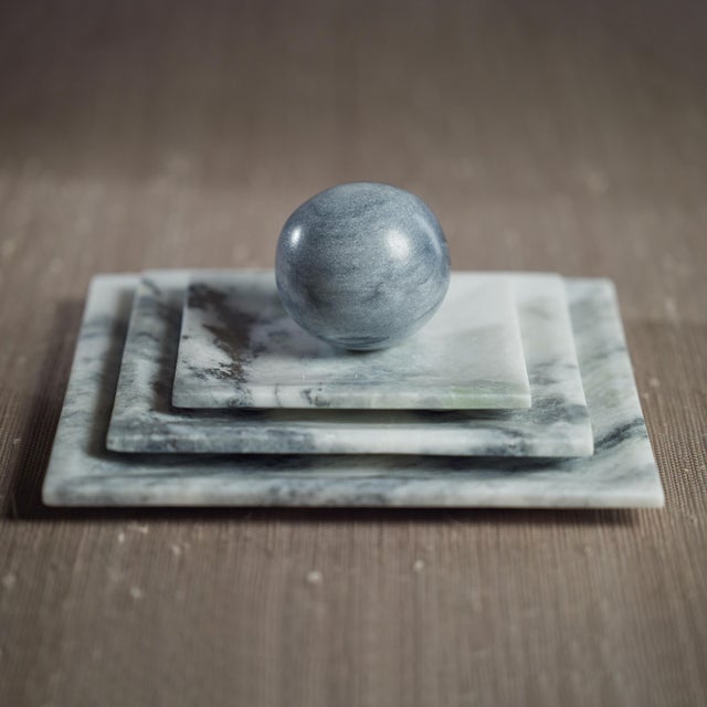 Contemporary Pordenone Marble Trays, Set of 2, 8" x 8" For Sale - Image 3 of 6
