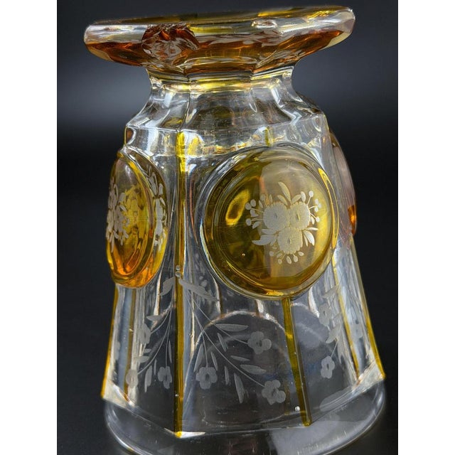 Antique Amber Cut Glass Vase with Floral Medallions, 1890s For Sale - Image 10 of 12