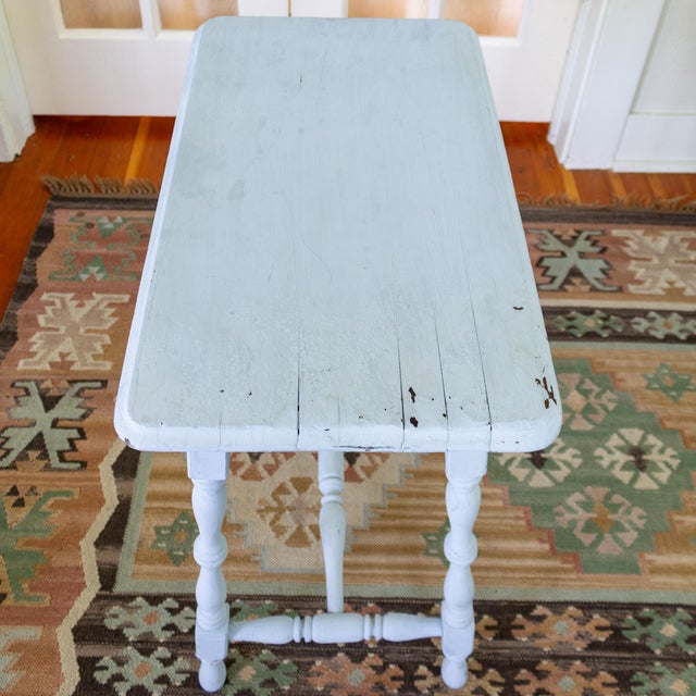 Early 20th Century Blue Painted Scalloped American Farmhouse Side Table For Sale - Image 18 of 18