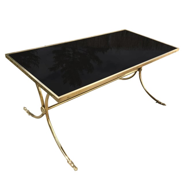 Metal French Glass Top Coffee Table For Sale - Image 7 of 7
