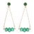 Emerald Chain Dangle Earrings With Diamond in 18k Solid Yellow Gold - 2 Pieces For Sale