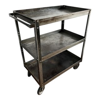 Antique Industrial Metal Trolley Bar Cart For Sale