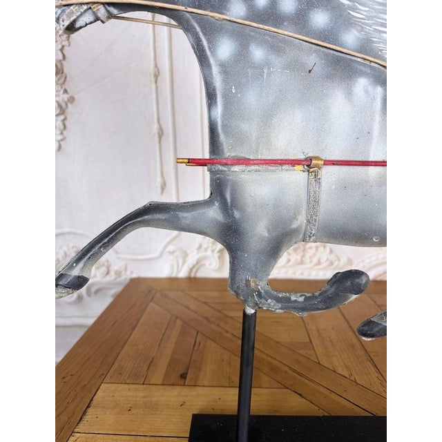 Folk Art American Folk Art Painted Metal Horse & Sulky Weathervane For Sale - Image 3 of 13
