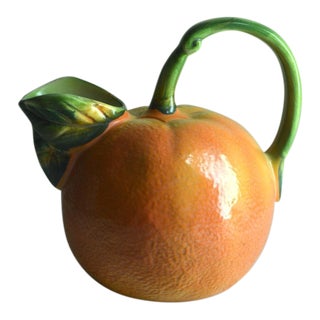 Ancora Italy Hand Painted Orange Shaped Pitcher For Sale