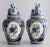 French Country Large Mid-Century Dutch Delft Lidded Ginger Jars Vases - A Pair For Sale - Image 3 of 10