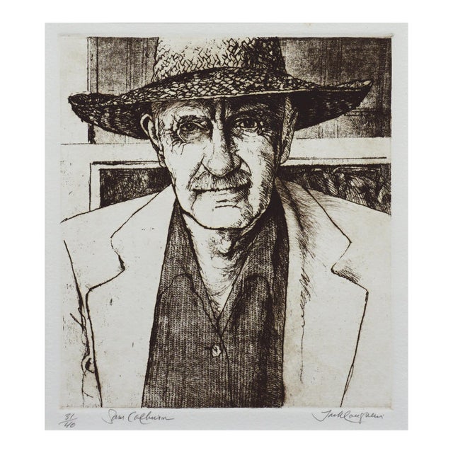 Sam Colburn Carmel Artist Portrait, Signed Limited Edition Realist Lithograph by Jack Coughlin For Sale
