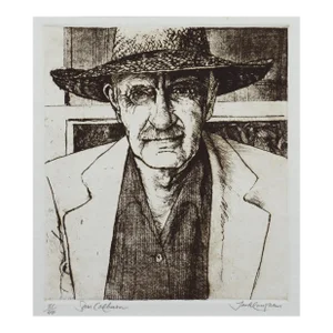 Sam Colburn Carmel Artist Portrait, Signed Limited Edition Realist Lithograph by Jack Coughlin