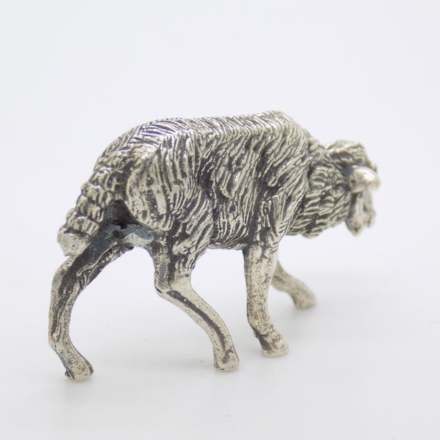 1970s Vintage Italian Handmade Genuine Silver Detailed Sheep Figurine Miniature For Sale - Image 5 of 9