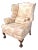 Queen Anne Style Wingback Armchair in Red Toile De Jouy For Sale