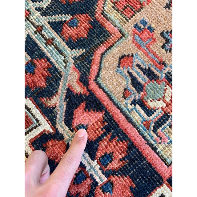 Red Antique Persian Heriz DREAM in Rare Lattice Design Rug 9.2 x 11.6 For Sale - Image 8 of 11