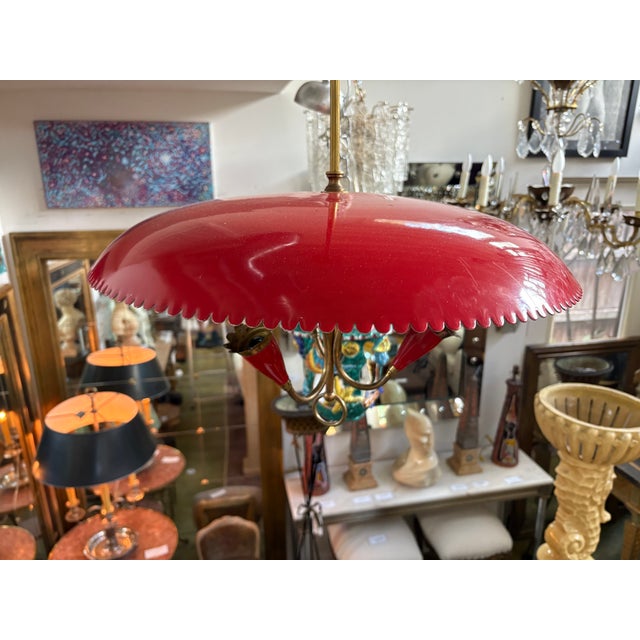 1950s Italian Modern Enamel and Brass Pendant For Sale - Image 5 of 14