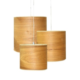 Mid-Century Modern Wood Veneer Ceiling Lamps - Set of 3 For Sale