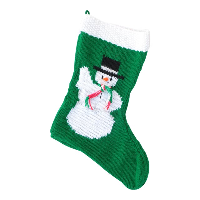 Vintage Knit Snowman Christmas Stocking