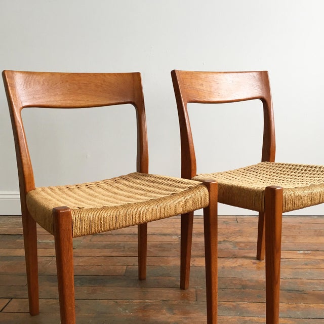 Svegard Markaryd Scandinavian Teak Rope Chairs Pair Chairish