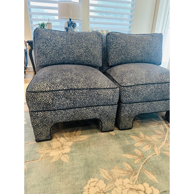 Pair of 1980s Slipper Chairs | Reupholstered Designer Velvet For Sale - Image 4 of 8