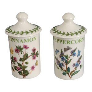 Pair of Vintage Portmeirion Botanic Garden Spice Jars Cinnamon & Peppercorn