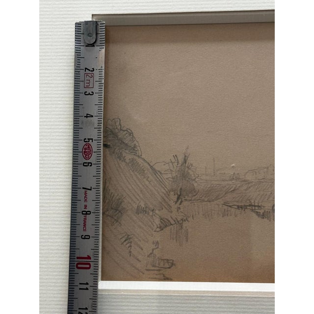 Paper Stanislas Lépine, Landscapes, Original Double-Sided Pencil Drawing on Paper, Framed For Sale - Image 7 of 15