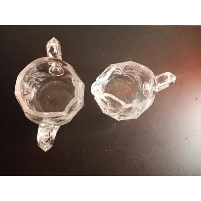 Vintage Etched Clear Glass Creamer & Sugar Set 2 Pieces Chairish