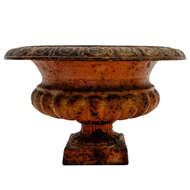 Antique French Style Cast Iron Campana Urn Planters - A Pair For Sale - Image 4 of 11