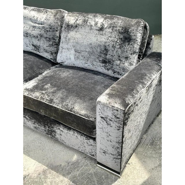 Vintage Monumental Swaim Velvet Sofa For Sale - Image 11 of 16