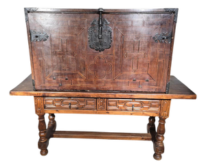 Spanish Walnut Cabinet with Marquetry Interior, 1680s