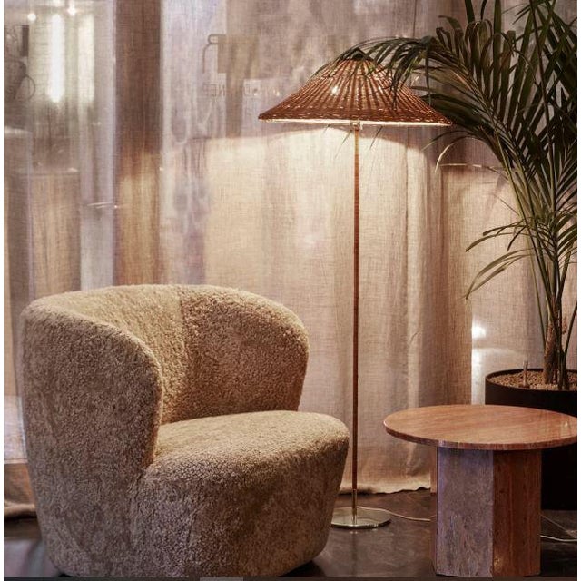 Mid-Century Modern 1935 Paavo Tynell Model 9602 Brass and Rattan Floor Lamp With Canvas Shade For Sale - Image 14 of 16