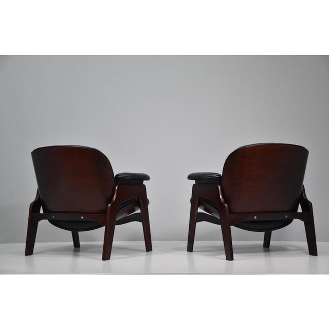 1950s Vintage Chairs in Wood and Leather by Ico Parisi for Mim Roma, 1960s, Set of 2 For Sale - Image 5 of 18
