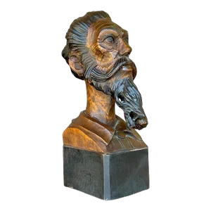 Vintage Boho Spanish Carved Bust of Man