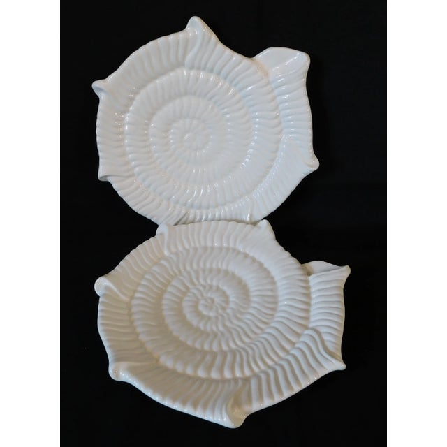 Ceramic Set 0f 8 Vintage Palm Beach Style White Seashell Conch Dept. 56 Ceramic Dessert Plates - 4 Designs For Sale - Image 7 of 10