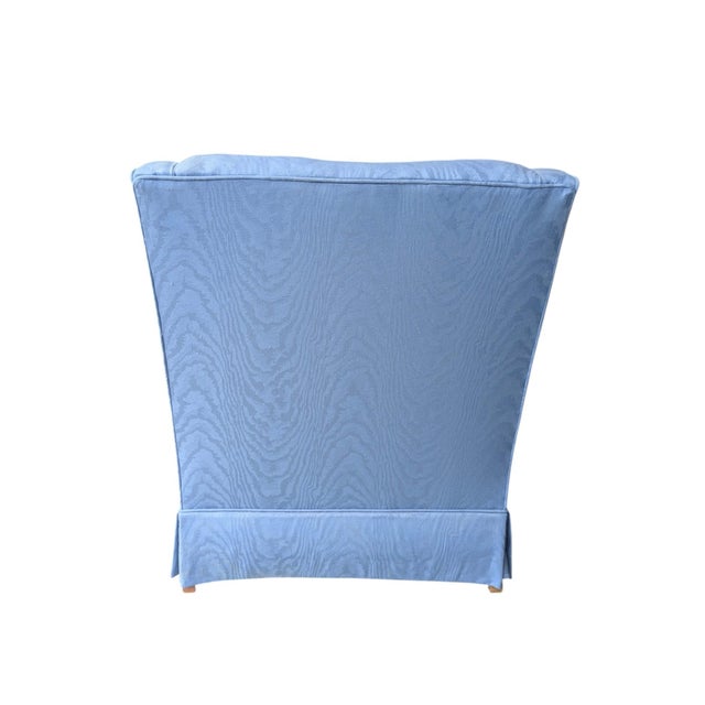 Vintage Custom Upholstered Blue Club Chair- A Pair For Sale In Charlotte - Image 6 of 18