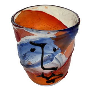 1970s Signed Mario Badioli Murano Face Tumbler For Sale