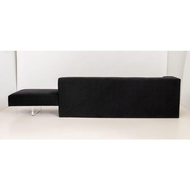 Vladimir Kagan "Omnibus" Black Suede Upholstered Sofa For Sale - Image 10 of 10