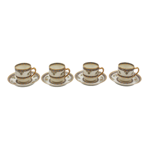 Late 19th Century Set of 4 Demitasse Cups & Saucers From Limoges, France