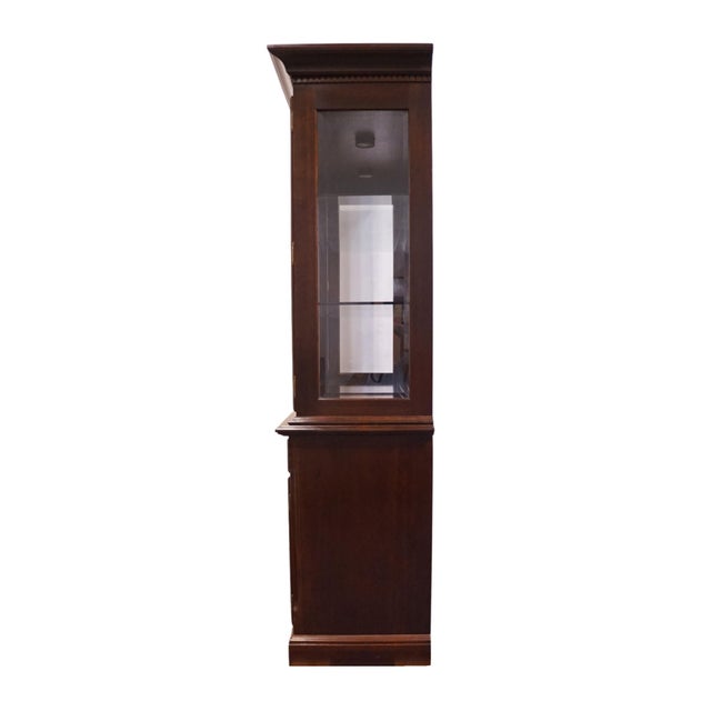 Cresent Furniture Solid Cherry Traditional Style 75" Buffet W. Lighted Display Pediment China Cabinet 8252 8272 For Sale - Image 12 of 18