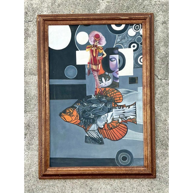 Vintage Surrealist Oil on Canvas For Sale - Image 11 of 12