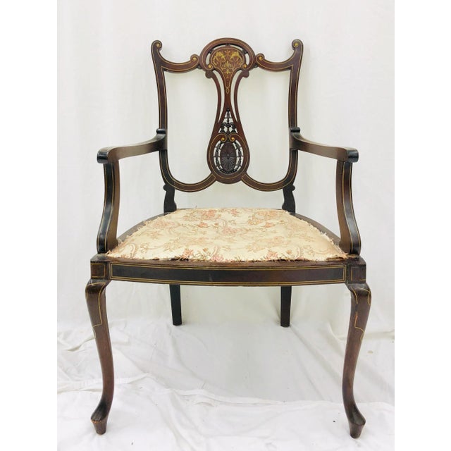 Antique Inlaid Edwardian Arm Chair For Sale - Image 13 of 13