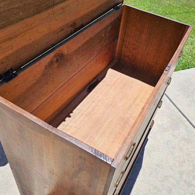 Mule Chest, Antique Blanket Chest, Blanket Box With 2 Drawers & Scalloped Skirt (C. 1800-1840). For Sale - Image 10 of 11