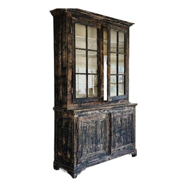 Antique Black Painted French Hutch For Sale