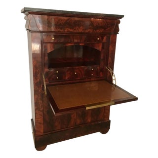 Early 19th Century French Empire Flame Mahogany Drop Front Secretary Desk For Sale