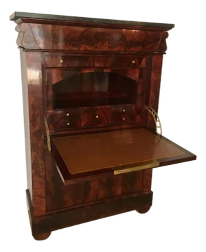Early 19th Century French Empire Flame Mahogany Drop Front Secretary Desk