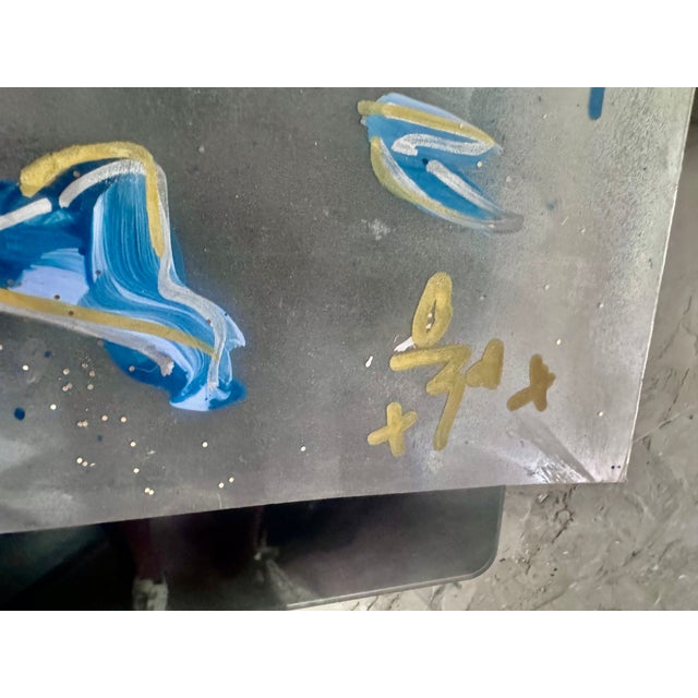 "Blue Geode" 1/1 2024 Acrylic on Reflective Magnifying Accetate Original painting by Artist Arturo Rovirosa . From his...