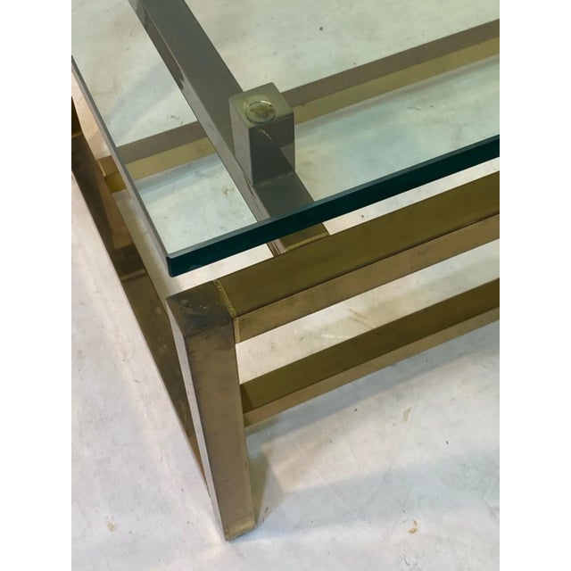 1970s Pace Modernist Square Tubular Brass Frame Coffee Table For Sale In Philadelphia - Image 6 of 10