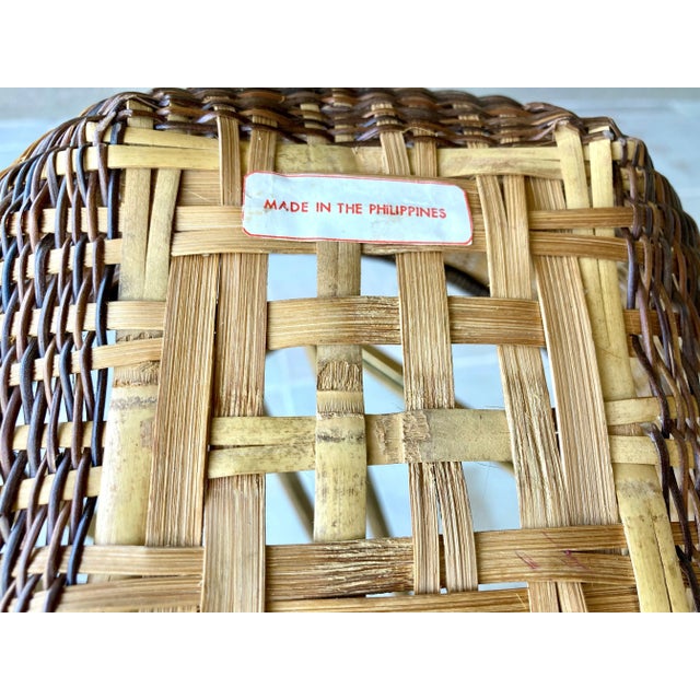 Circa 1970-1985 Handwoven Rattan & Nito Vine Ear-Handle Basket – Philippines For Sale - Image 11 of 13